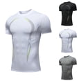 thumbnail image 1 of SGFCWSX Mens Short Sleeve T-Shirt, Athletic Compression Quick Dry Workout Training Tee for Men White Size M, 1 of 7