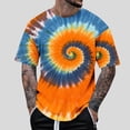 thumbnail image 1 of SGFCWSX Mens Short Sleeve T-Shirts, Casual Tie Dye Crewneck Everyday Wear Tee for Men Orange Size M, 1 of 5