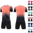 thumbnail image 1 of SGFCWSX Mens Soccer Set 2 Piece Gradient Quick Dry Short Sleeve Shirt and Shorts Football Training Uniform Outfit Orange Size XL, 1 of 5