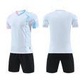 thumbnail image 1 of SGFCWSX Mens Soccer Set 2 Piece V Neck Quick Dry Short Sleeve Shirt and Shorts Football Training Uniform Outfit White Size L, 1 of 4