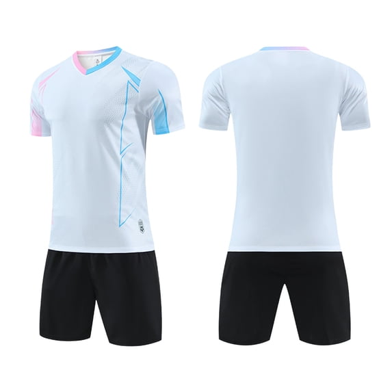 SGFCWSX Mens Soccer Set 2 Piece V Neck Quick Dry Short Sleeve Shirt and Shorts Football Training Uniform Outfit White Size L