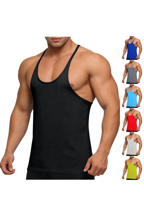 Mens Stringer Tank Tops Sleeveless Shirts for Men Gym Workout Summer Breathable Muscle Tee Summer Tank Top Black Size 2XL