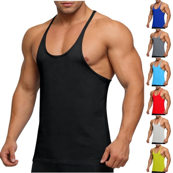 SGFCWSX Mens Stringer Tank Tops Sleeveless Shirts for Men Gym Workout Summer Breathable Muscle Tee Summer Tank Top Black Size XL