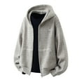 thumbnail image 1 of SGFCWSX Mens Striped Full Zip Hooded Jacket Casual Fleece Zip Up Hoodie with Kangaroo Pockets Gray Size XL, 1 of 3