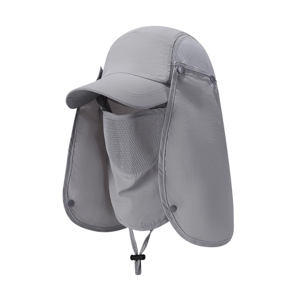SGFCWSX Mens Sun Hat,Detachable Neck Flap Outdoor Summer Hat UV Protection Quick-Dry Hats Gray