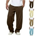 thumbnail image 1 of SGFCWSX Mens Sweatpants, Loose Solid Color Drawstring Pockets Elastic Waist Causal Pants Brown M, 1 of 7