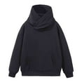 thumbnail image 1 of SGFCWSX Mens Sweatshirt Hoodie Solid Color Men Fleece High Neck Casual Regular Pullover Black Size M, 1 of 3