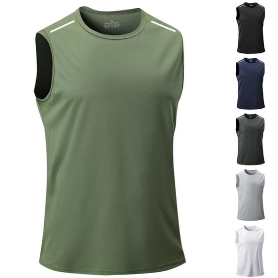 SGFCWSX Mens Tank Tops Breathable Quick Dry Sleeveless Shirts Athletic Lightweight Tops for Workout Gym Running Training Green Size 3XL