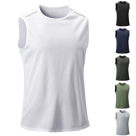SGFCWSX Mens Tank Tops Breathable Quick Dry Sleeveless Shirts Athletic Lightweight Tops for Workout Gym Running Training White Size 2XL