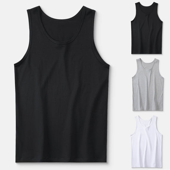 SGFCWSX Mens Tank Tops Cotton Solid Color Sleeveless Shirts Base Layer Slim Fit Tops for Everyday Wear Black Size XL