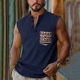 thumbnail image 1 of SGFCWSX Mens Tank Tops Henley Sleeveless Shirts for Men Graphic Print Pocket Casual Daily Wear Summer Muscle Tank Top Dark Blue Size 3XL, 1 of 7