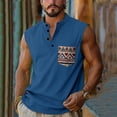 thumbnail image 1 of SGFCWSX Mens Tank Tops Henley Sleeveless Shirts for Men Graphic Print Pocket Casual Daily Wear Summer Muscle Tank Top Navy Size 3XL, 1 of 7