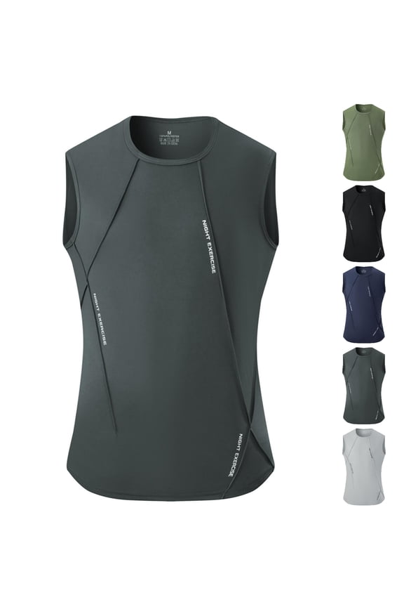 Mens Tank Tops Sleeveless Shirts for Men Compression Quick Dry Gym Workout Athletic Muscle Tank Top Dark Gray Size 3XL