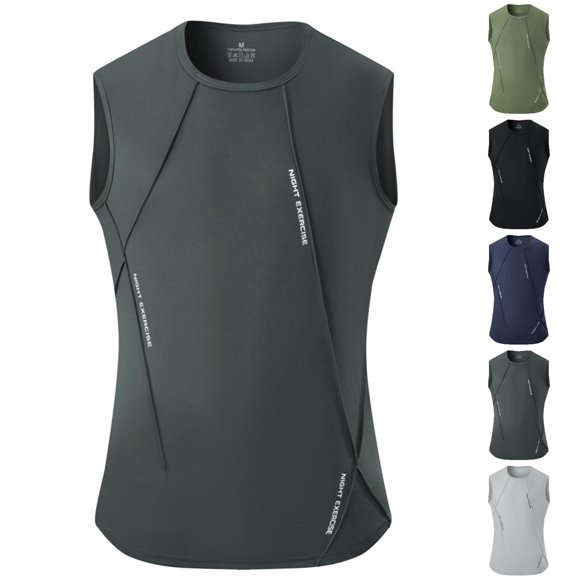 SGFCWSX Mens Tank Tops Sleeveless Shirts for Men Compression Quick Dry Gym Workout Athletic Muscle Tank Top Dark Gray Size XS