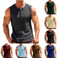 thumbnail image 1 of SGFCWSX Mens Tank Tops Waffle Knit Henley Neck Button Sleeveless Shirts Soft Regular Fit Casual Tops for Everyday Wear Gray Size L, 1 of 9
