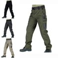 thumbnail image 1 of SGFCWSX Mens Utility Pants –Multiple Functional Pockets Work Straight-Leg Casual Trousers Army Green Size L, 1 of 7