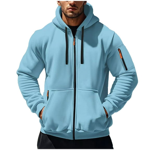 SGFCWSX Mens Zip Up Hoodies Men Workout Big & Tall Lightweight Hoodie Jacket Light Blue Size 3XL