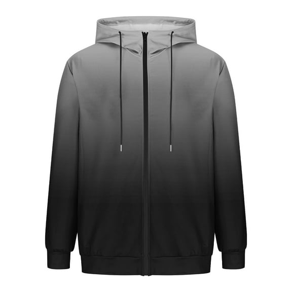 SGFCWSX Mens Zip Up Sweatshirt Jacket Fleece Hoodie Men Gradient Everyday Hoodies Dark Gray Size XL