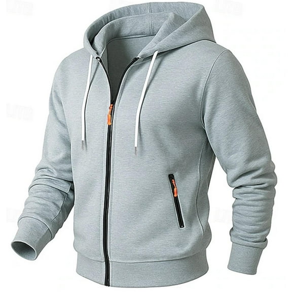 SGFCWSX Mens Zip Up Sweatshirt Lightweight Hoodie Men Everyday Big & Tall Jacket Gray Size L
