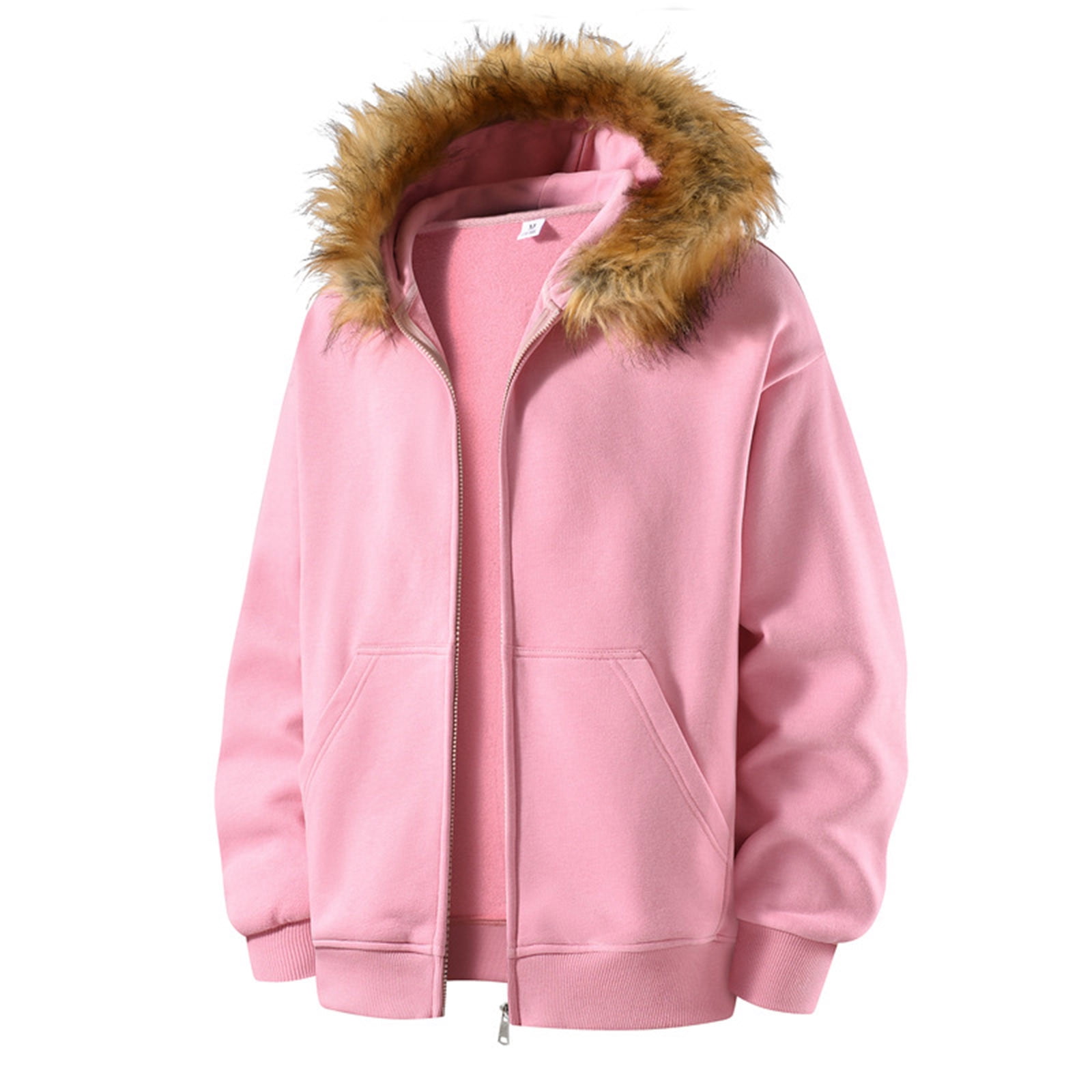 SGFCWSX Mens Zip Up Sweatshirt with Furry Hood Men Fleece Casual