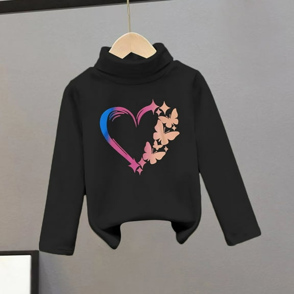 SGFCWSX Oversized Sweatshirt for Girls Crew Neck Print Pullover Top Kids Fleece Lined Soft Sweatshirts Black Size 8 Years