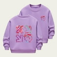 thumbnail image 1 of SGFCWSX Oversized Sweatshirt for Girls Crew Neck Print Pullover Top Kids Fleece Lined Sweatshirts Purple Size 11-12 Years, 1 of 5