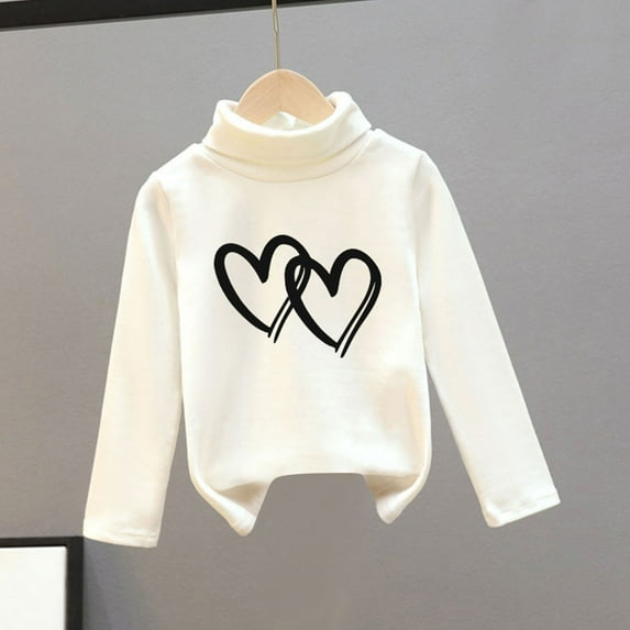 SGFCWSX Oversized Sweatshirt for Girls Crew Neck Print Pullover Top Kids Winter Fleece Lined Sweatshirts White Size 6 Years