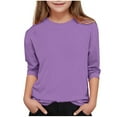 thumbnail image 1 of SGFCWSX Oversized Sweatshirt for Girls Crew Neck Solid Color Pullover Top Kids Fall Ribbed Sweatshirts Purple Size 7 Years, 1 of 6