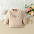 thumbnail image 1 of SGFCWSX Oversized Sweatshirt for Girls Fleece Winter Pullover Top Baby Crew Neck Casual Sweatshirts Beige Size 12 Months, 1 of 7