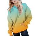 thumbnail image 1 of SGFCWSX Oversized Sweatshirt for Girls Fleece with Pockets Hoodie Kids Baggy Gradient Pullover Top Mint Green Size 5 Years, 1 of 5