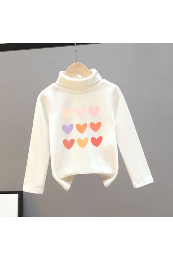 Oversized Sweatshirt for Girls Print Crew Neck Pullover Top Kids Fall Fleece Lined Sweatshirts White Size 5 Years