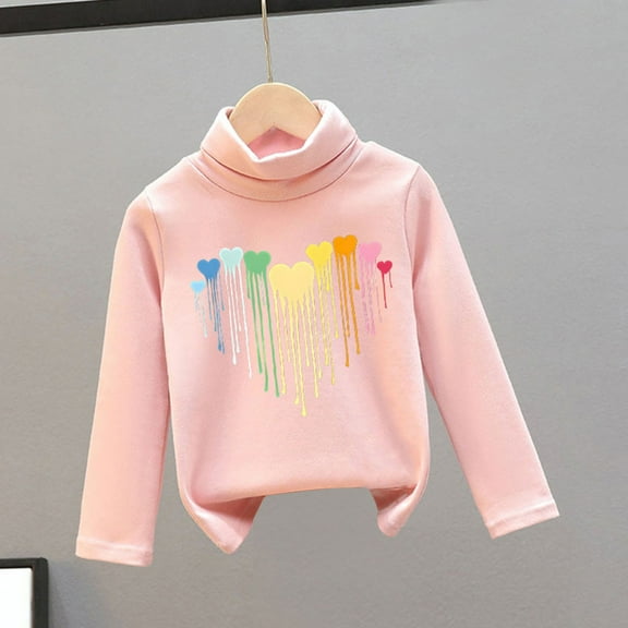 SGFCWSX Oversized Sweatshirt for Girls Print Crew Neck Pullover Top Kids Winter Fleece Lined Sweatshirts Pink Size 7 Years
