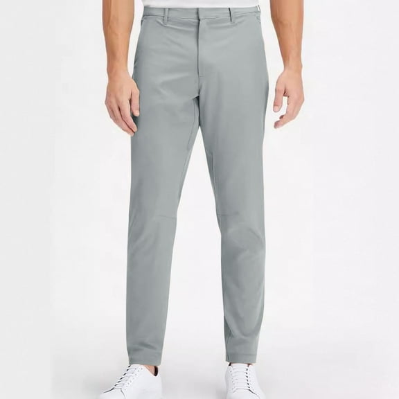 SGFCWSX Pants for Men Big & Tall, Lightweight Hidden Buttons Solid Business Casual Pants Gray 4XL