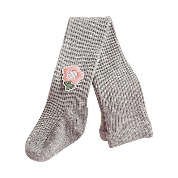 SGFCWSX Pantyhose for Girls Cable Knit Winter Tights with Flower Kids Stretch Fleece Lined Leggings Gray Size 6 Years