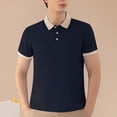 thumbnail image 1 of SGFCWSX Polo Shirts for Men Short Sleeve Business Contrast Collar Ribbed Casual Golf Shirts Navy Size M, 1 of 5