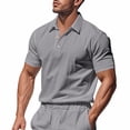 thumbnail image 1 of SGFCWSX Polo Shirts for Men Short Sleeve Casual Relaxed Fit V-Neck Vacation Tops for Men Gray Size L, 1 of 9