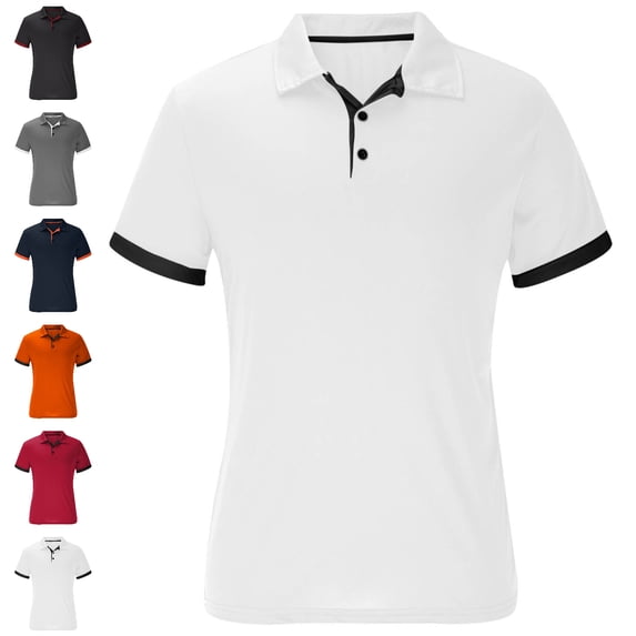 SGFCWSX Polo Shirts for Men Short Sleeve Classic Collar Daily Button Casual Golf Shirts White Size XL