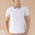 thumbnail image 1 of SGFCWSX Polo Shirts for Men Short Sleeve Contrast Collar Ribbed Business Casual Golf Shirts White Size XL, 1 of 5