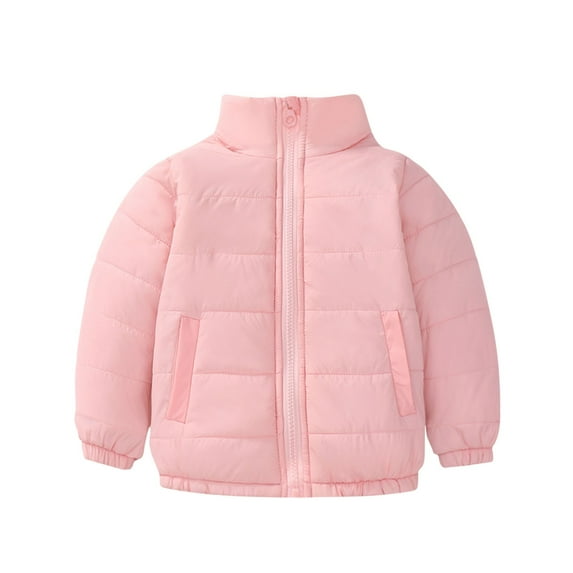 SGFCWSX Puffer Coat for Kids Girls Full Zip Padded Jacket Casual with Pockets Jackets Pink Size 3 Years