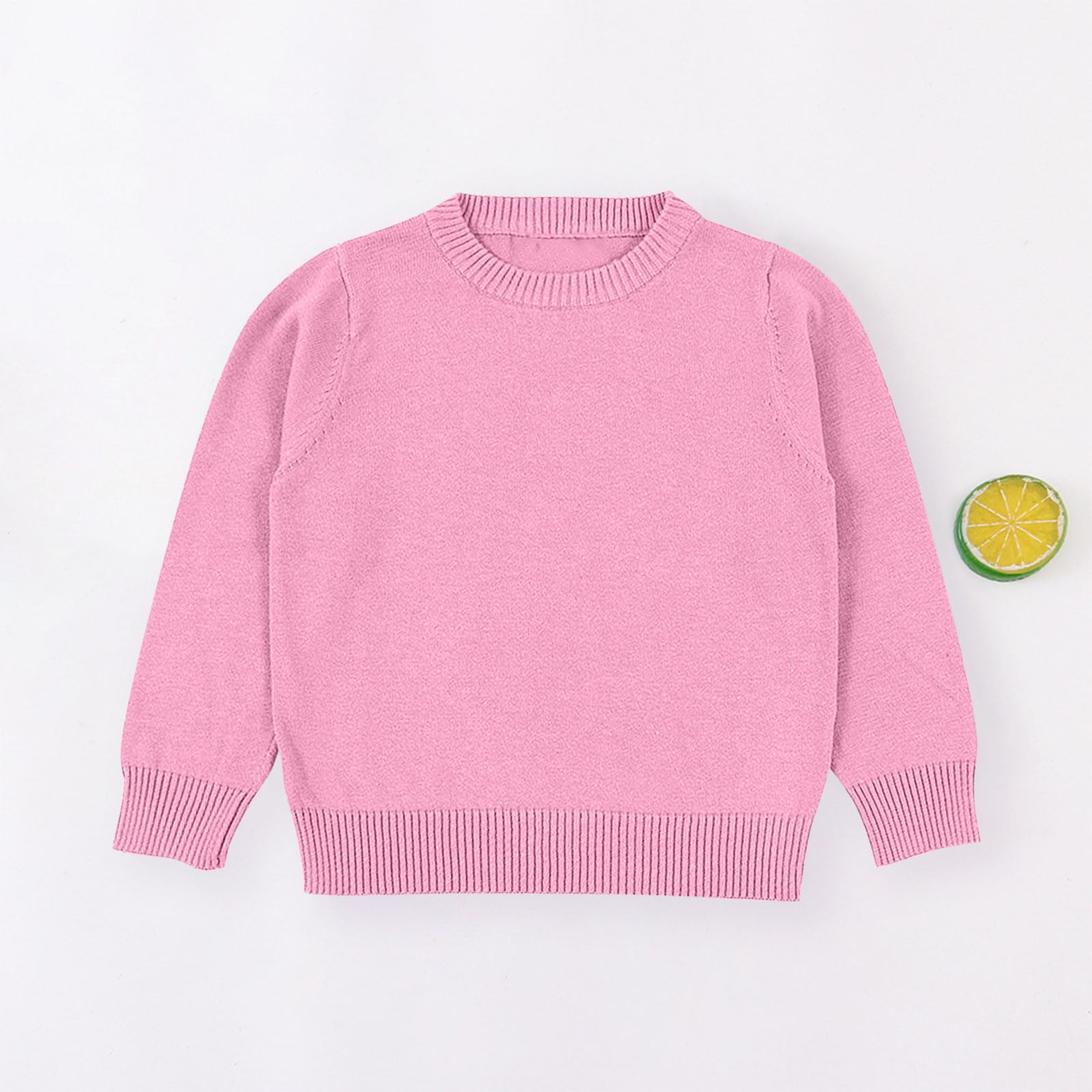 Kids Girls' Sweater Solid Color School Long Sleeve Crewneck Active 4-13 Years Fall Pink