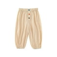 thumbnail image 1 of SGFCWSX Sweatpants for Girls Joggers High Elastic Waist Soft Pants Kids Button Cute Pant Beige Size 9 Months, 1 of 3