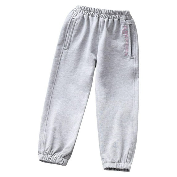 SGFCWSX Girls Jogger Pants High Elastic Waist Soft Sweatpants for Kids Workout Solid Color Pant Gray Size 1-2T