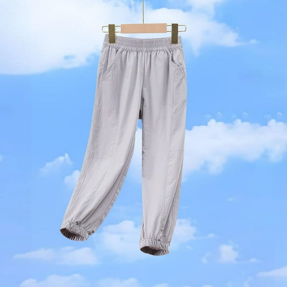 SGFCWSX Sweatpants for Girls Solid Color Elastic Waist Tapered Leg Soft Jogger Pants Summer Purple Size 5 Years