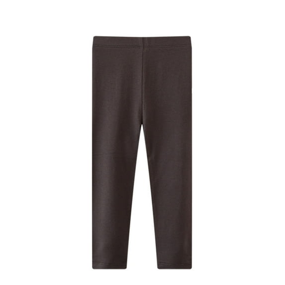SGFCWSX Sweatpants for Girls Solid Color Elastic Waist Thermal Soft Leggings Outerwear Winter Brown Size 2-3Years