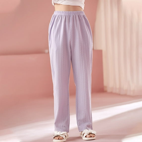 SGFCWSX Sweatpants for Girls Solid Color Soft Long Pants Summer Watermelon Red Size 5-6Years