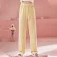 thumbnail image 1 of SGFCWSX Sweatpants for Girls Solid Color Soft Long Pants Summer Yellow Size 3-4Years, 1 of 6