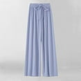 thumbnail image 1 of SGFCWSX Sweatpants for Girls Solid Color Thin Ice Silk Straight Leg Soft Wide Leg Pants Summer Light Blue Size 9 Years, 1 of 4