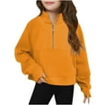 thumbnail image 1 of SGFCWSX Sweatshirt for Little Girls Fleece with Thumb Holes Pullover Top Kids with Pockets Half Zip Sweatshirts Orange Size 11 Years, 1 of 4
