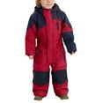 thumbnail image 1 of SGFCWSX Teens Snowsuit Insulated Color Block Jumpsuit Heavy Duty Cold Weather Outfit for Boys Girls Red Size 14-15Years, 1 of 8