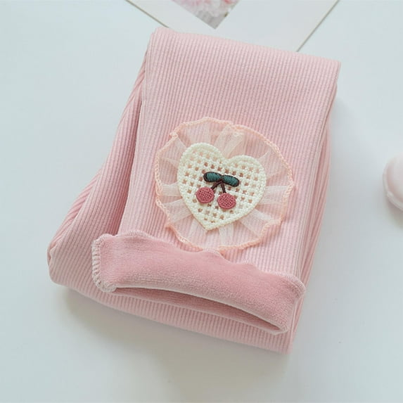SGFCWSX Warm Pants for Girls for Outerwear Solid Color Velvet Thick Winter Girls Leggings Pink Size 3 Years